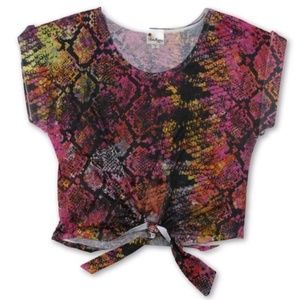 Sheer Snake Print Tie Top